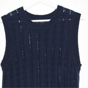 ME + EM Navy Vest Wool Cashmere Silk Blend Size M